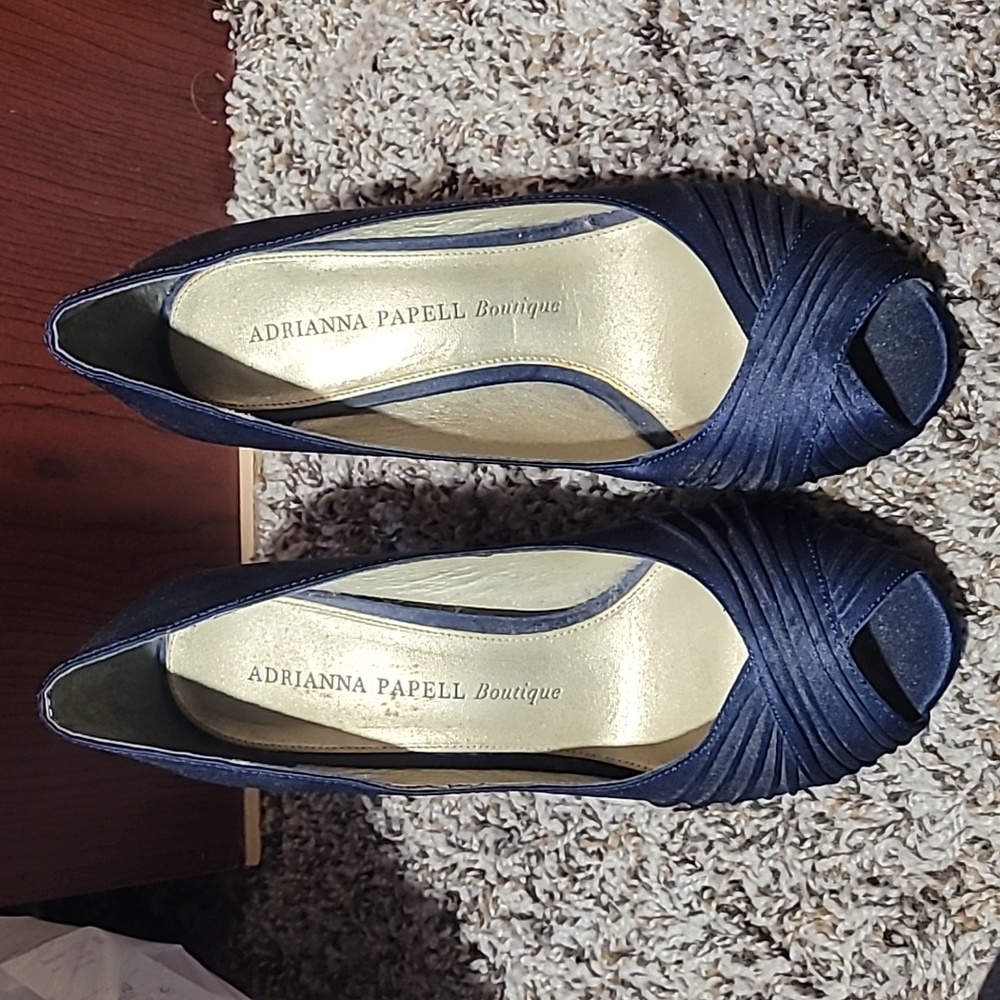 Navy blue peep toe heels